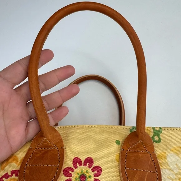 J.Jill Floral Canvas Bucket Tote Bag with Tan Handles - Picture 7 of 16